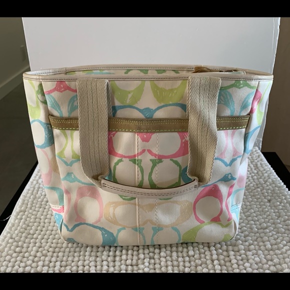Coach Signature Hampton Pastel Scribe Tote - Picture 2 of 14